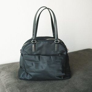 Lo & Sons OG  2 Tote - black with purple lining and silver hardware, laptop bag
